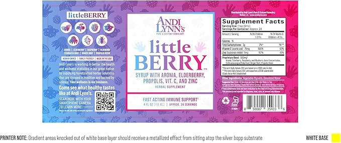 Andi Lynn’s LittleBerry, Elderberry Syrup for Kids with Vitamin C & Zinc, Fast-Acting Immune Support Herbal Supplement, 4 oz (3-Pack)