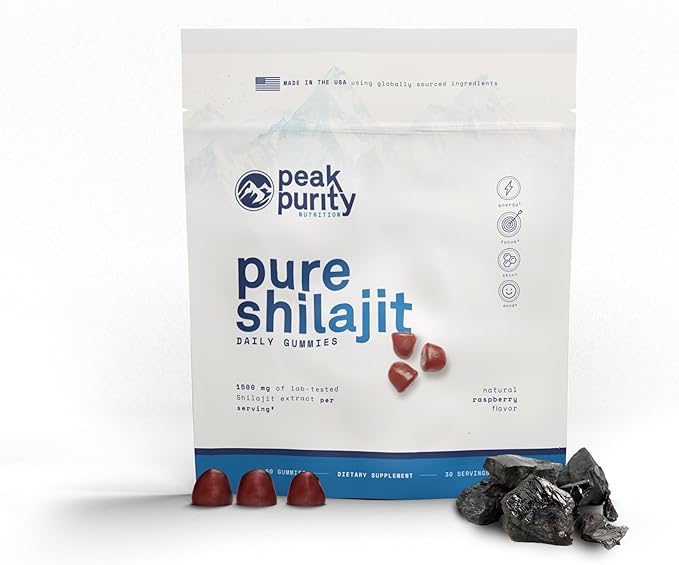 Shilajit Gummies - Pure Himalayan Shilajit for Men, Natural Energy Nootropic Supplement, Shilajit for Women, 85+ Trace Minerals for Focus and Stamina Support, 60 Gummies