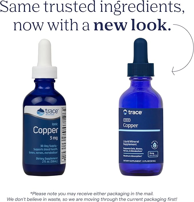 Trace Minerals Ionic Copper - Bone & Energy Support Supplement - Copper Supplement to Support Enzymatic Reactions - Liquid Supplement to Aid Healthy Connective Tissue - 2 fl oz (About 48 Servings)