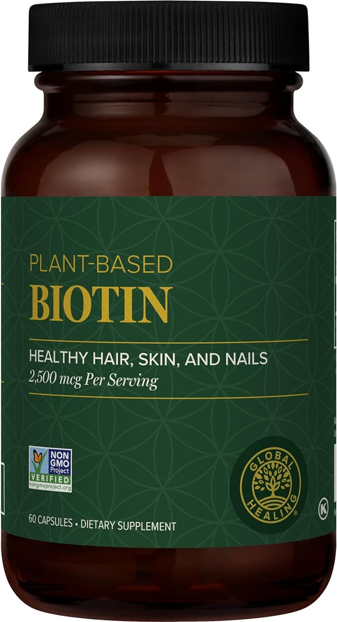 Global Healing Selenium and Biotin Supplement Kit - Antioxidants for Thyroid Support, Skin Support, Stronger Nails and Hair