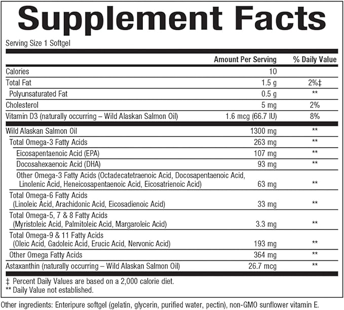 Complete Omega by Natural Factors, Wild Alaskan Salmon Oil, Supports Heart and Brain Health with Omega-3 DHA and EPA, 180 softgels (180 servings)