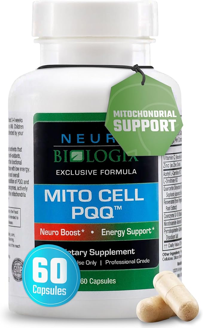 Mito Cell PQQ Supplement for Optimal Mitochondrial Support - Pyrroloquinoline Quinone Supplement to Promote Enhanced Energy & Performance & Cognitive Function - with CoQ10, NADH, Vitamin C & More