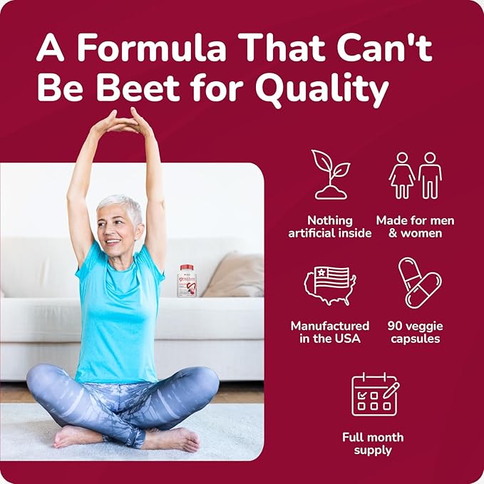 Pro Flow Circulation Support Supplement – 90 Beet Root Capsules with Grape Seed Extract, L-Arginine, Vitamins B12, beet root extract capsules, Blood Circulation Supplement - 90 Capsules