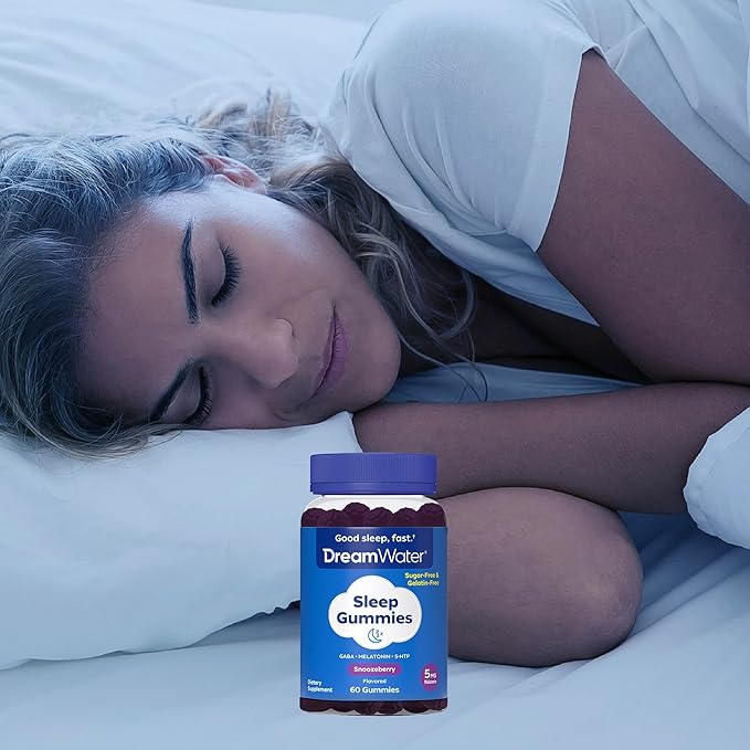 Dream Water Sleep Gummies; Melatonin 5mg, GABA, 5-HTP; Natural Flavors and Colors; Helps You to Fall Asleep, Fast and Wake Refreshed, Snoozeberry, 60 Gummies