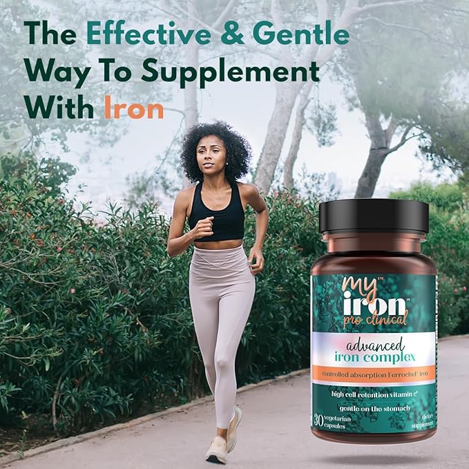 MyIron ProClinical by Purity Products - Iron (Ferrous Bisglycinate Chelelate) + Vitamin C (PureWay-C) - Gentle on The Stomach - Controlled Absorption - Promotes Healthy Red Blood Cells - 30 Count (1)