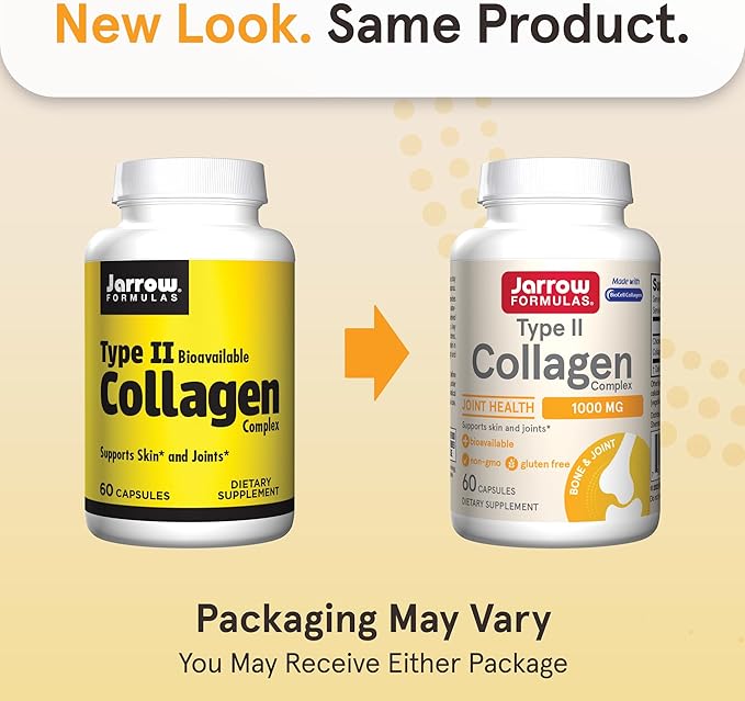 Jarrow Formulas Type II Collagen Complex 1000 mg Supplements, Supports Skin and Joint Health, 60 Capsules, 30 Day Supply