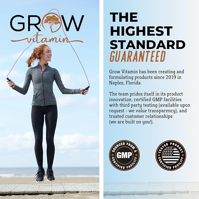 grow vitamin Multi Collagen Capsules, 1800MG (Types I, II, III, V & X) - Non-GMO, Grass Fed Collagen - Anti Aging Support for Hair, Skin, Nails - Protein Pills for Joint Support - 90 Capsules