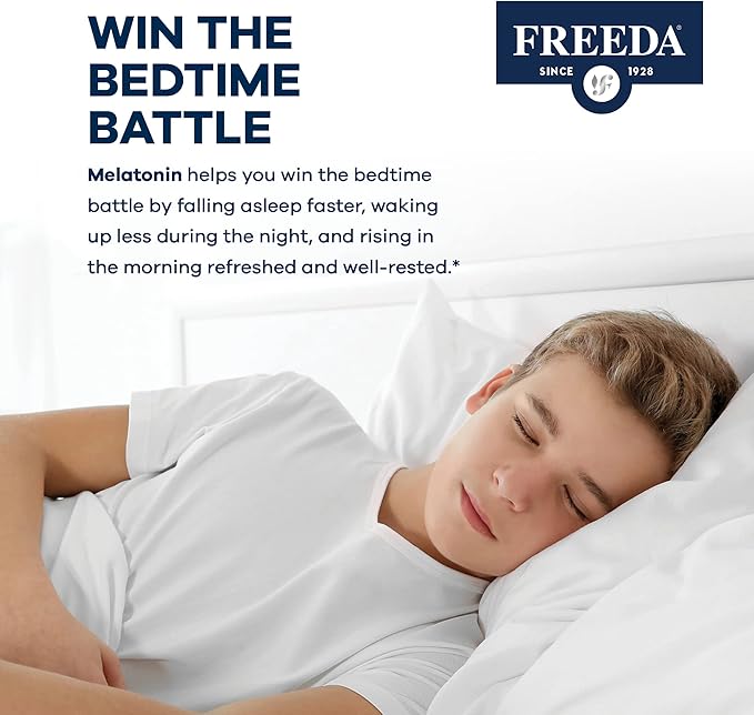 FREEDA Melatonin 1mg Sugar-Free Chewables – Gentle Sleep Aid for Adults & Kids – Vegan, Kosher, Gluten-Free, Non-GMO, Travel-Friendly – 180 Tablets