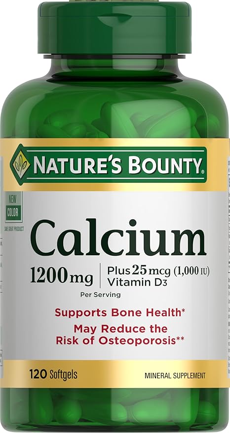 Nature's Bounty Calcium 1200 mg with Vitamin D3 - Bone Health Softgels, Calcium and Vitamin D Supplement, 120 ct (Pack of 1)