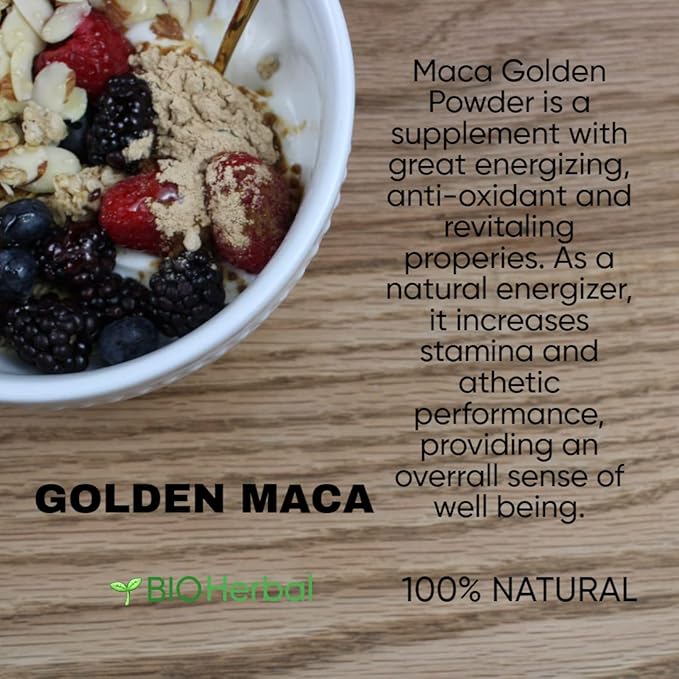 Bio Herbal- MACA GOLDEN (100% Natural) -Pure Root Powder - Great For To Start The Day With Energy.