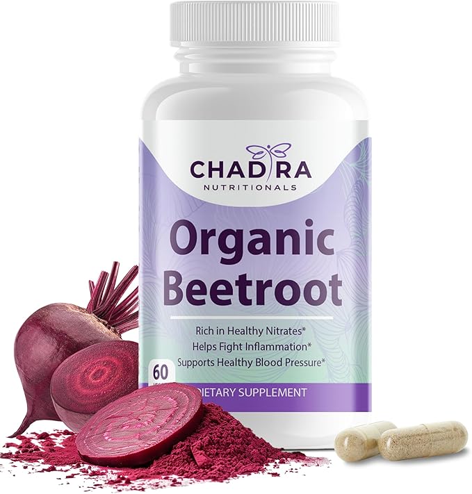 Organic Beet Root Capsules โ Beets for High Blood Pressure, Immune Support & Heart Health with 1,300 mg Organic Beet Root Powder โ Gluten Free, Vegan, No Added Sugar โ 60 Capsules