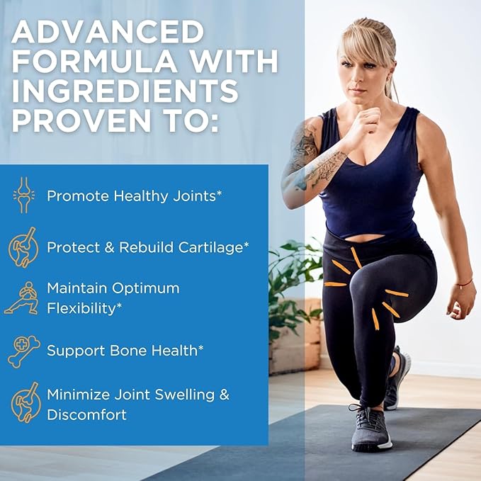 Joint Supplements for Women – Glucosamine Chondroitin MSM with Turmeric and Boswellia – Supports Bone & Joint Health, Flexibility, Mobility, Recovery & Boosts Collagen – 180 Capsules