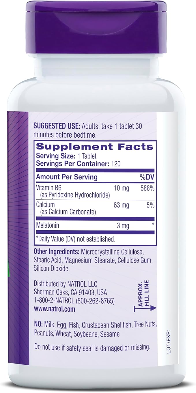 Natrol Melatonin 3 mg, Dietary Supplement for Restful Sleep, Sleep Supplements for Adults, 120 Melatonin Tablets, 120 Day Supply