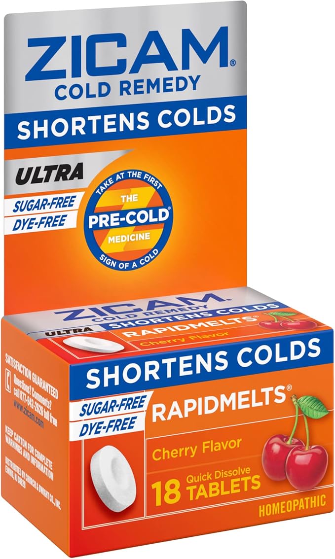 Zicam Cold Remedy Zinc Rapidmelts, Cherry Flavor, 18 Count (Pack of 1)
