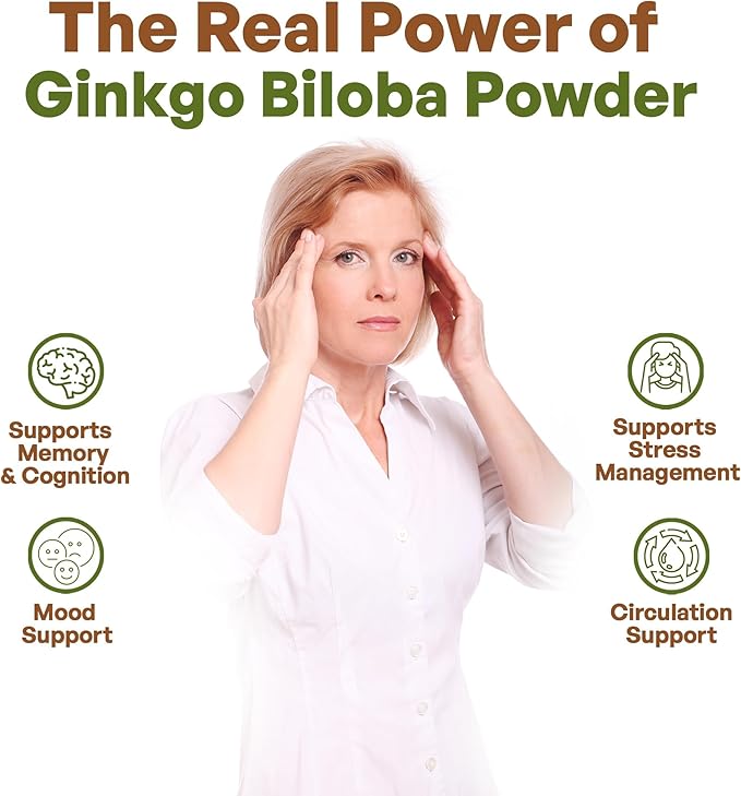 Go Nutra Ginkgo Biloba Extract Powder 10:1 Extra Strength Ginkgo Leaf | 8 oz. Pure Non-GMO