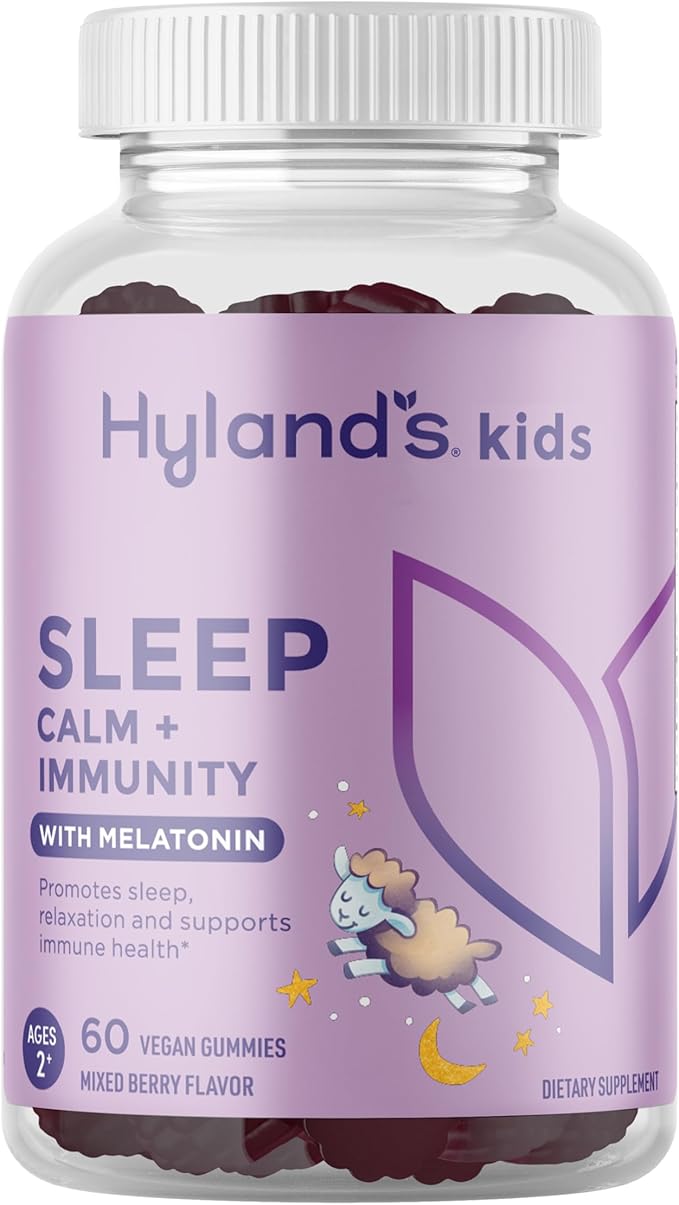 Hyland's Kids Sleep Aid, Calm and Immune Support, with Melatonin Sleep Aid Gummies, Helps with Sleeplessness and Restlessness, with Chamomile and Elderberry, 60 Vegan Gummies