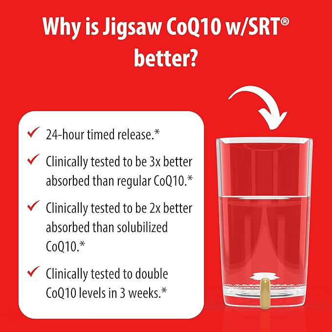 Jigsaw Health CoQ10 w/SRT | Heart Health Support | with Sustained Release Technology | 60 Capsules