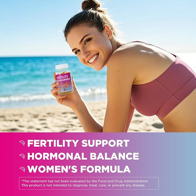 Fertility Gummies for Women to Get Pregnant Fast, Folic Acid Conception Gummies to Boost Fertility for Her, 60 Count Fertility Vitamin Gummy Support Hormone Balance, Ovulation & Period Cycle