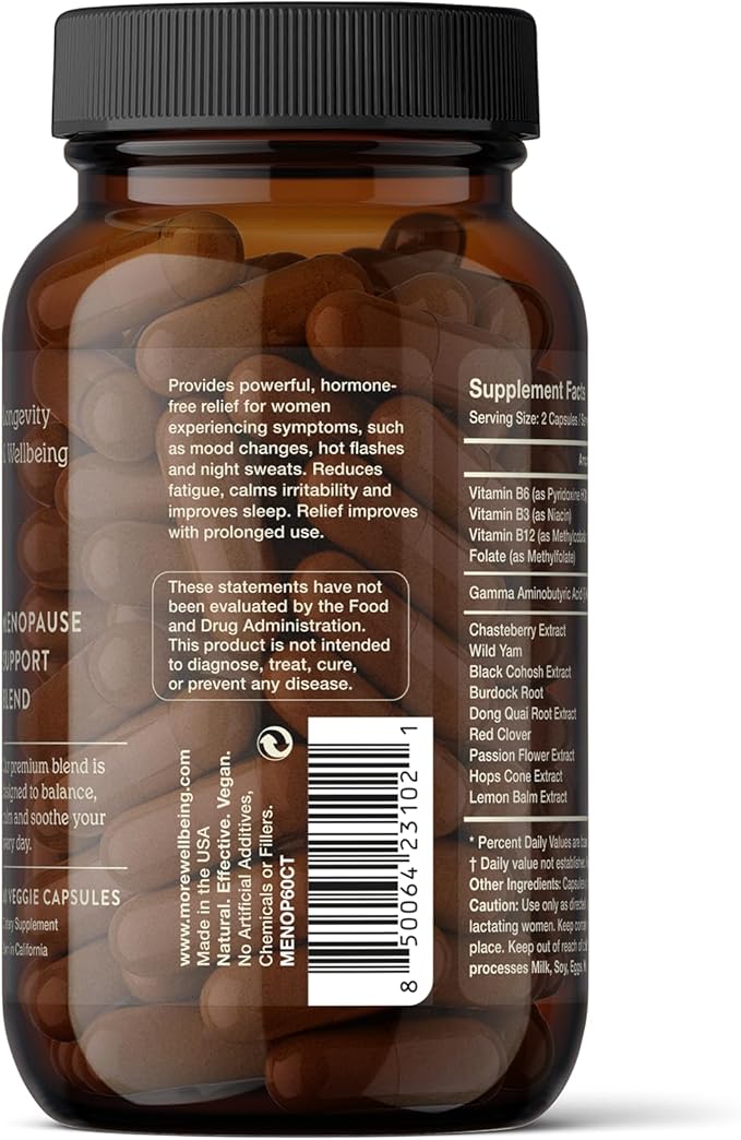 More. Longevity & Wellbeing Menopause Support – Potent Extract-Based Formula for Night Sweats, hot Flashes, and Balance. Hormone Free. No fillers. Third-Party Tested. 60 Capsules.