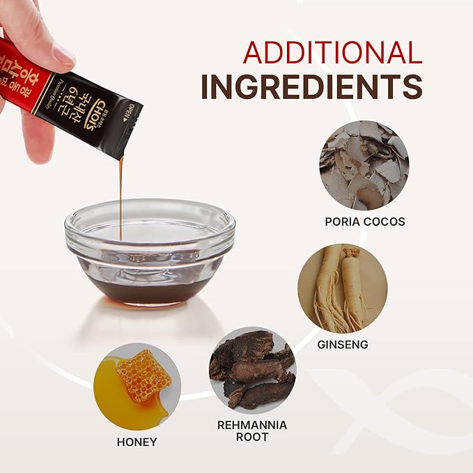 Premium Korean Red Ginseng Extract - 6-Year Grown, High Ginsenoside Concentration for Immune Support, Fatigue Relief, and Energy Boost - 30 Convenient Daily Packs