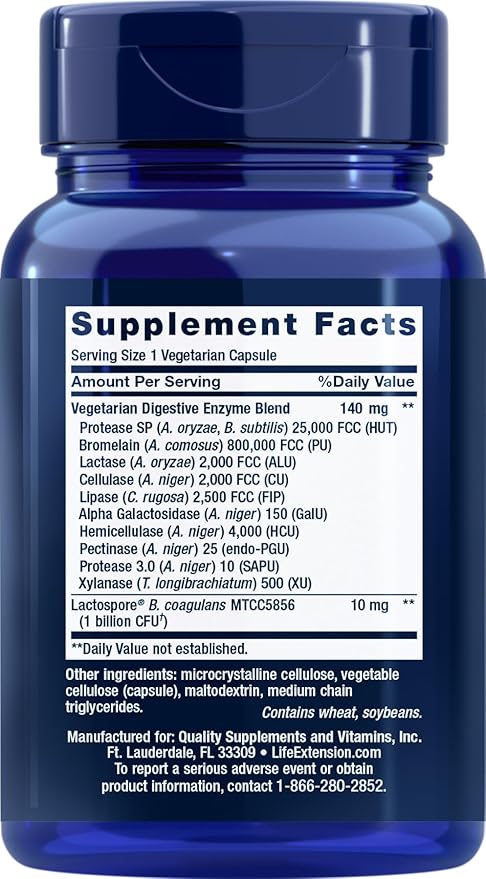Life Extension Enhanced Super Digestive Enzymes and Probiotics, 90 Vegetarian Capsules