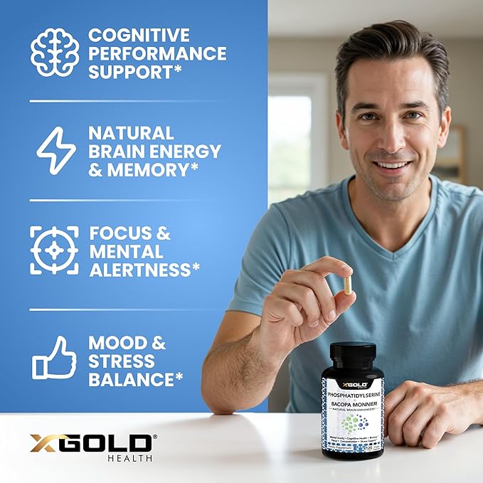 PhosphatidylSerine & Bacopa Monnieri 400 mg 2 in 1 Supplement - Natural Brain Enhancer/Nootropic for Enhanced Focus and Concentration, Memory Support, & Cognitive Function - 120 Vegetarian Capsules