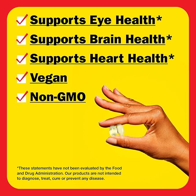 BRAGG Omega-3 Supplement Capsules with DHA and EPA - 60 Vegan Softgels - Sustainably-Sourced Marine Algae - Supports Eye and Brain Health