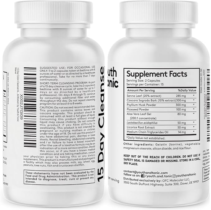 Youth & Tonic Colon Cleanse and CandEase Matrix Pills | Support for Body Detox Gut Health & Intestinal Flora Restoring Normal Acidity Level