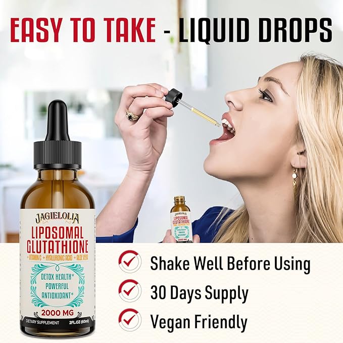2000MG Liposomal Glutathione Liquid, Made in The USA, Glutathione Supplement with Antioxidant Complex - Immune System, Energy, Aging Defense, High Absorption, 8 Floz