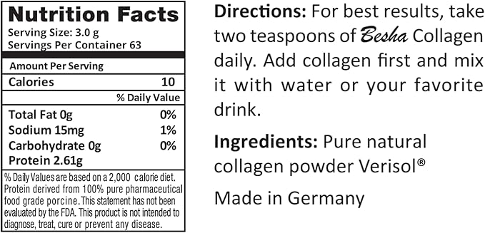 Verisol Collagen Bioactive Peptides (Natural Collagen Powder) Made in Germany - 2 Month Supply