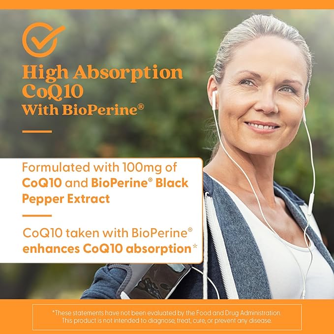 Doctor's Best High Absorption CoQ10 with BioPerine, Vegan, Gluten Free, Naturally Fermented, Heart Health & Energy Production, 100 mg 60 Veggie Caps