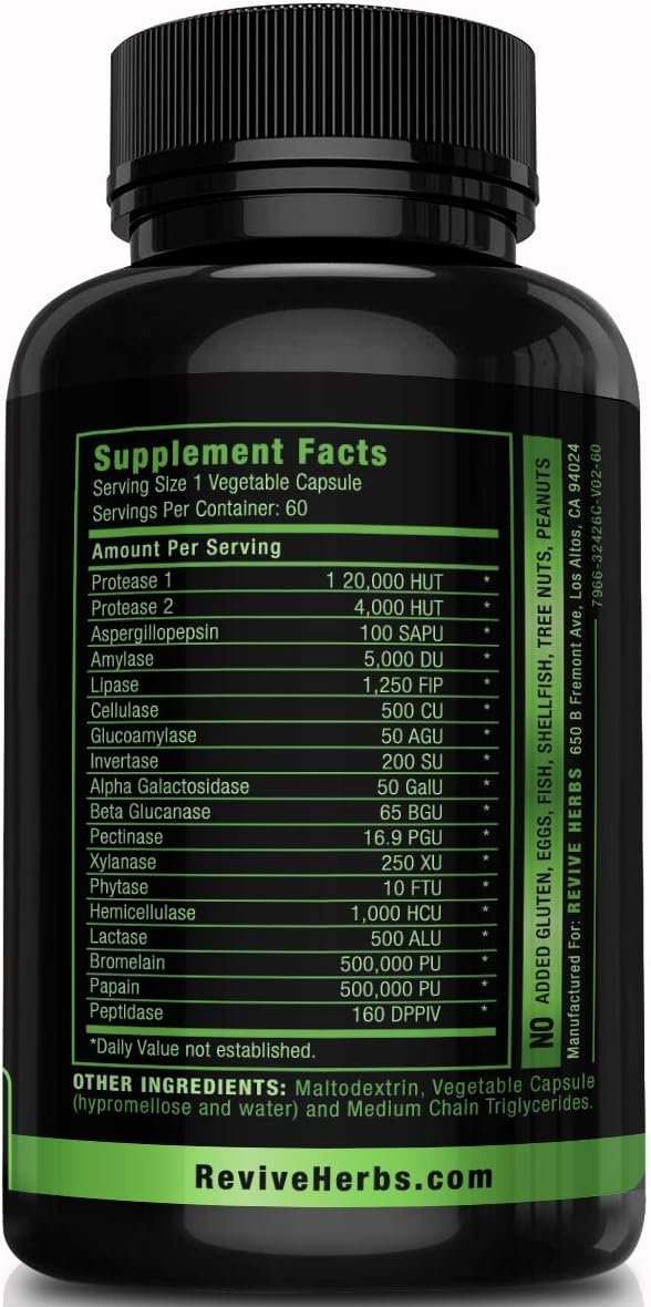 Advanced Plant-Based Digestive Enzymes: Boost Gut & Immune Health with Aspergillopepsin, Amylase, Bromelain & More for Bloating Relief & Overall Digestion