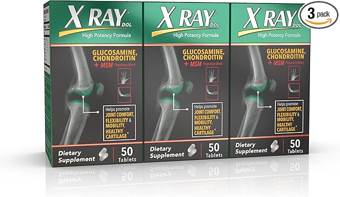 X Ray High Potency Joint Health Supplement, with Glucosamine 1500mg, Chondroitin 300mg, MSM 120 mg, Supports Healthy Joints, Bones & Cartilage - 50 Count, Pack of 3
