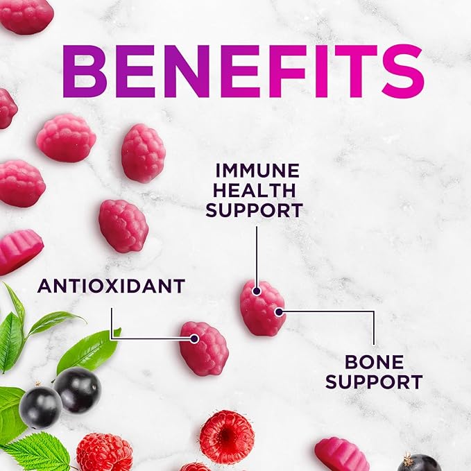Zinc Gummies 50mg - Bone Skin & Immune Support Health Gummy & Premium Antioxidant Chewable for Adults - High Absorption Vegan, Gluten Free Zinc Supplements Vitamin - Tasty Berry Flavor - 60 Gummies