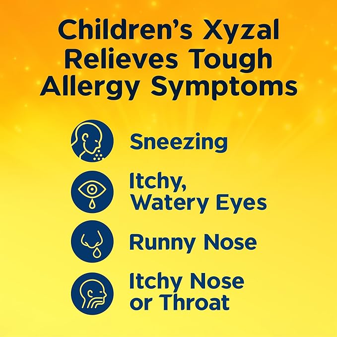 Xyzal Children's 24 Hour Allergy Relief Medicine for Kids, Levocetirizine Dihydrochloride Liquid Antihistamine, Bubble Gum, 5 Fl. oz.