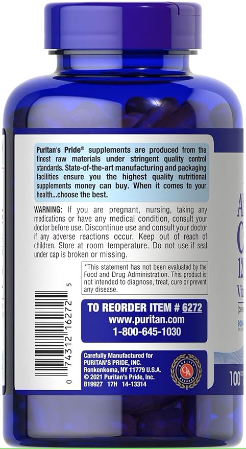 Puritan's Pride Absorbable Calcium 1200 mg Plus Vitamin D3 25mcg 1000 IU With Bone-Active, Dietary Supplement for Bone Strength, Heart, Nerve, Muscle, And Immune Support, 100 Rapid Release Softgels