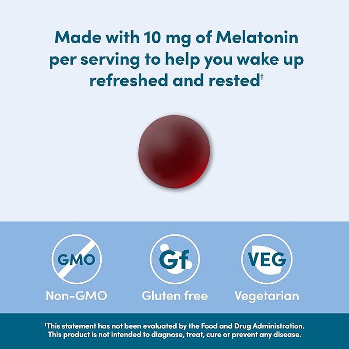 Amazon Elements - Melatonin 10mg Gummies, Supports Restful Sleep, Strawberry, 60 Count (Previously Revly)