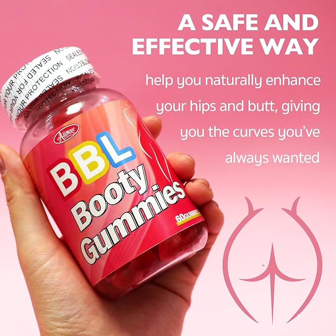 60 Counts BBL Gummies for Bigger Butt Growth and HIPS, Herbal Extracts for Women Booty Natural Curvy Body Buttocks Lift Up Enhancer, Hip Butt Enhancing Fast Gummy