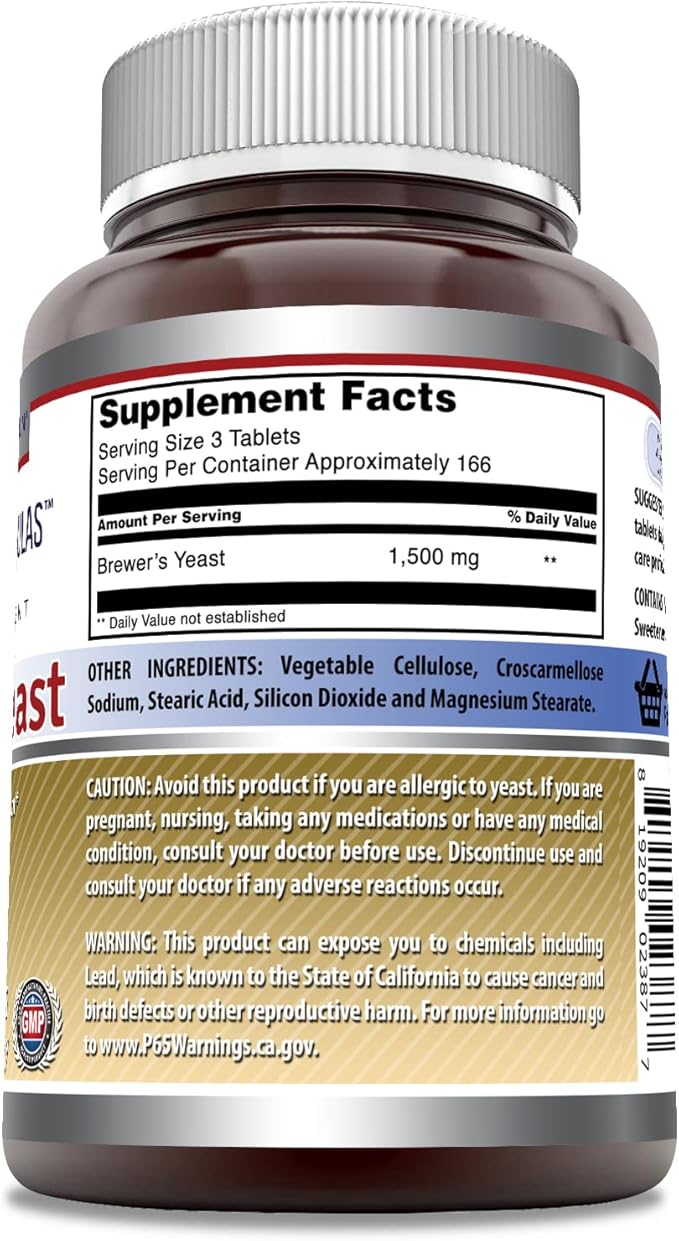 Amazing Formulas Brewers Yeast 1500mg Per Serving 500 Tablets Supplement | Non-GMO | Gluten Free | Made in USA