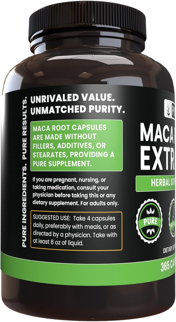 Pure Original Ingredients Maca Root (365 Capsules) No Magnesium Or Rice Fillers, Always Pure, Lab Verified