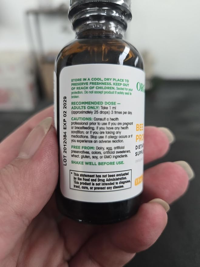 Organika Bee Propolis Tincture 30 ml: Vegan Propolis Extract - Throat and Breathing - Free of Gluten, GMO, & Artificial Flavors - 10 Day Prop Drops Supply