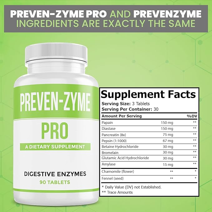 Prevenzyme Pro Digestive Enzyme Supplement (90 Tabs) by Legere Pharmaceuticals for ES Global