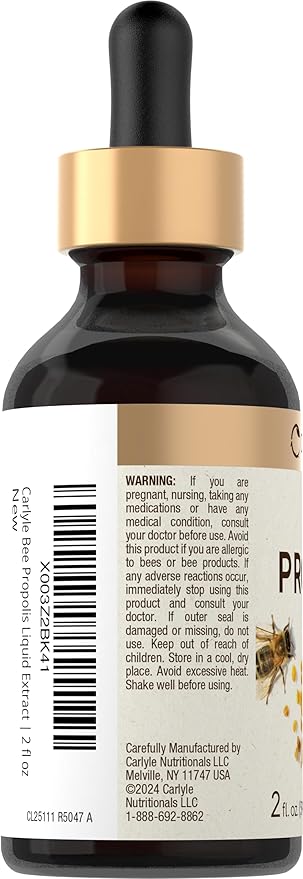 Carlyle Bee Propolis Tincture Drops | 2 Fl Oz | Liquid Extract | Non-GMO, Gluten Free Supplement