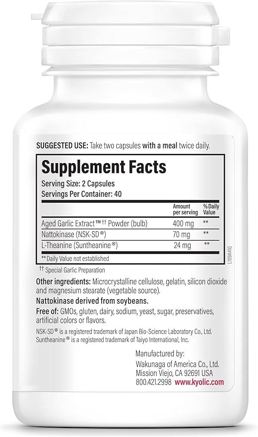 Kyolic Aged Garlic Extract Formula 109, Blood Pressure Health, 80 Capsules