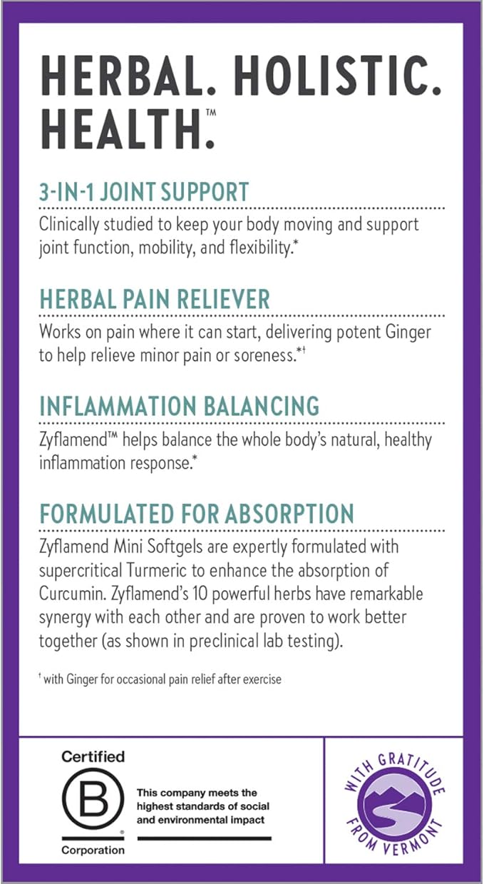 New Chapter Zyflamend™ Mini Softgels, Multi-Herbal Pain Reliever+ Joint Supplement, 10-in-1 Superfood Blend with Ginger & Turmeric for Healthy Inflammation Response, Mini Soft Gels, 180 Count