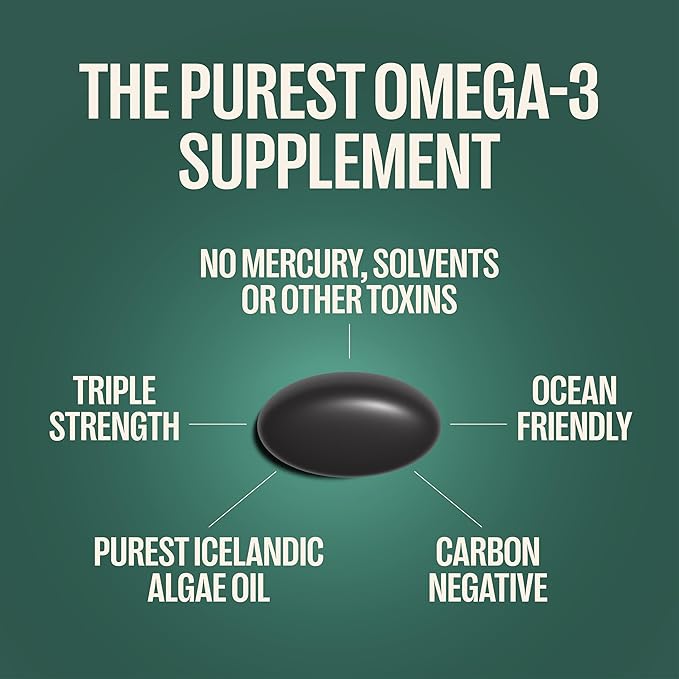 Orlo DHA - Vegan DHA Omega 3 Supplement - Triple Strength Omega3s - Plant Based DHA & EPA Fatty Acids Algae Omega-3 Oil - Krill or Fish Oil Alternative (120 Mini Softgels)