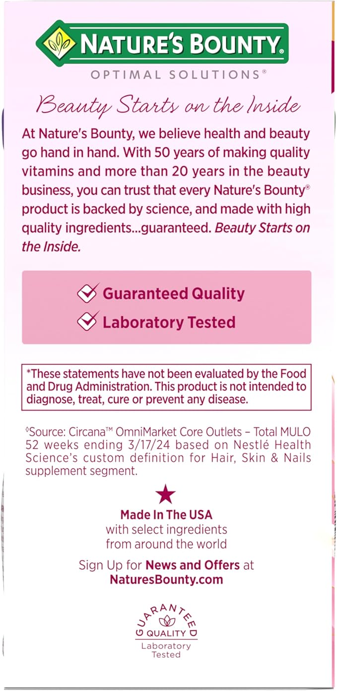 Nature's Bounty Optimal Solutions Ultra Collagen Booster for Healthy-Aging, Collagen Supplement, Resveratrol, Hyaluronic Acid – Collagen Capsules for Women, 48 Capsules