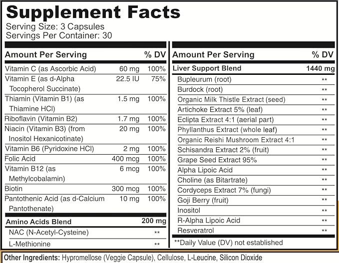 drinkwel WELESSENTIALS Liver and Herbal Support - 90 Vegetarian Capsules - Revil Dietary Supplement with Organic Milk Thistle, Burdock Vitamin C - Gluten-Free