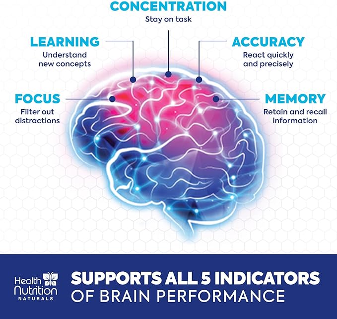 Brain Supplements for Memory and Focus - Extra Strength Nootropic Capsules for Concentration, Alertness, Cognitive Support - Phosphatidylserine, Brain Health Vitamins B6 C E Zinc - 60 Capsules