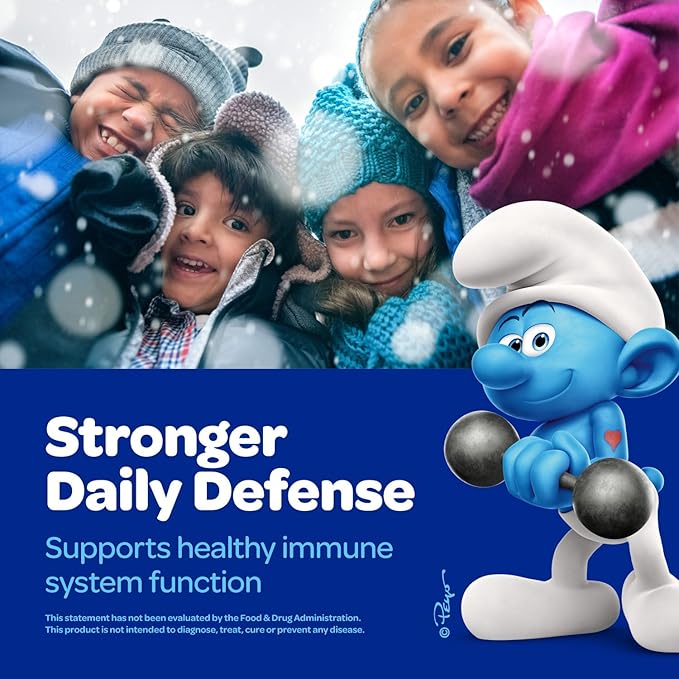 Smurfs Kids Immune Support Gummies | Black Elderberry Vitamin C and Zinc Kids Immunity Gummies | Made with Real Fruit | Doctor Developed | Non-GMO & No Artificial Flavors or Colors | 40 Gummies